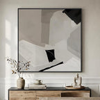 Extra Large Framed Black and White Abstract Wall Art for Living Room, Oversized Square Modern Canvas Prints Paintings, Neutral Minimalist Pictures for Hallway Dining Bedroom Office Wall Decor 40x40 In