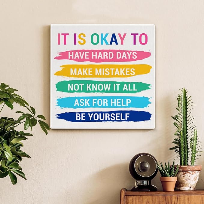 Inspirational Wall Decor Posters for Teen Girls Room, Motivational Quotes Wall Art for Bedroom Bathroom Classroom Home Office Decorations, Encouragement Gift for Woman (8 X 8 Inches, Framed)