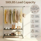 Heavy Duty Clothes Rack,Double Rods Clothing Rack for Hanging Clothes,Rolling Clothing Racks with Wheels,Metal Garment Rack for Bedroom Laundry Living Room,Silver