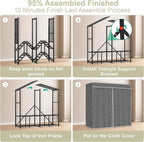 95% Assembled 75" L Heavy Duty Clothes Rack with Cover, Premium Freestanding Portable Clothes Rack, Strong Foldable Garment Rack for Hanging Clothes, Black