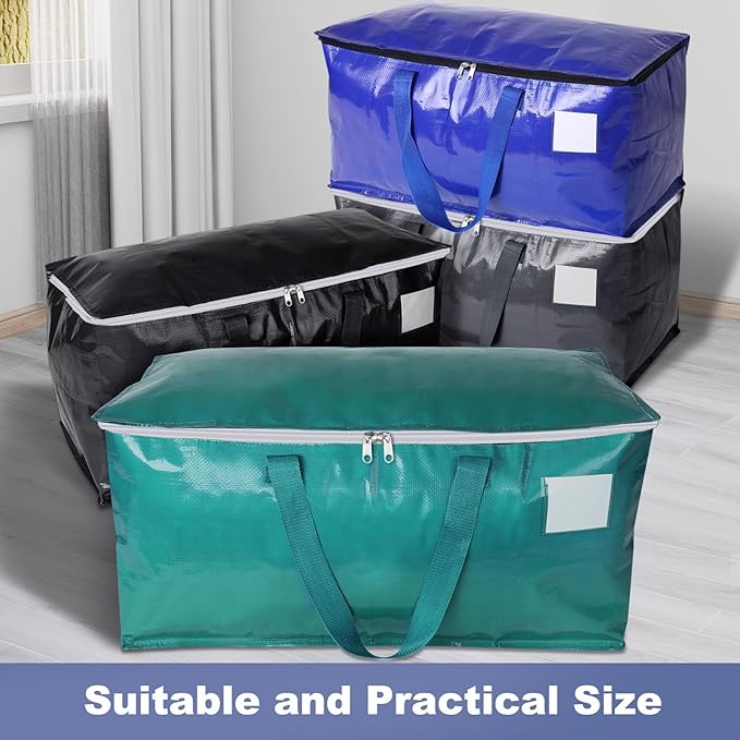 StorageRight Moving Bags-Heavy Duty Moving Boxes, Storage Totes with Zipper, Reinforced Handles and Tag Pocket-Collapsible Moving Supplies for moving, Storage and Travel 93L(Four Colors-4 Pack)