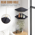 Fun Memories Corner Shelf Wall Mount, Floating Corner Shelves, Set of 4 Corner Wall Shelf Organizer, Rustic Wood Wall Storage Display Shelves for Living Room Bedroom Bathroom Kitchen, Classic Black