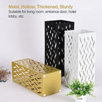 Umbrella Organizer, Multifunctional Umbrella Holder, Hollow Pattern Design Square Shape Umbrella Stand Rack, Metal Umbrella Basket Holder Stand for Home Hotel (Black)