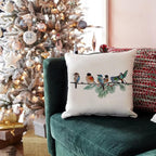 RABUSOFA Christmas Pillow Covers 20x20 Inch Birds Winter Decorations Christmas Throw Pillow Cases Xmas Outdoor Birds Decor Decorative Pillows for Couch Holiday Teal