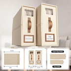 8 Pack Foldable Bed Sheets Set Organizers and Storage(Cal King Size),Linen Fabric Closet Organizers with Window,Folding Bedding Storage Box for Bedsheets and Pillow Cube Organizer-Beige