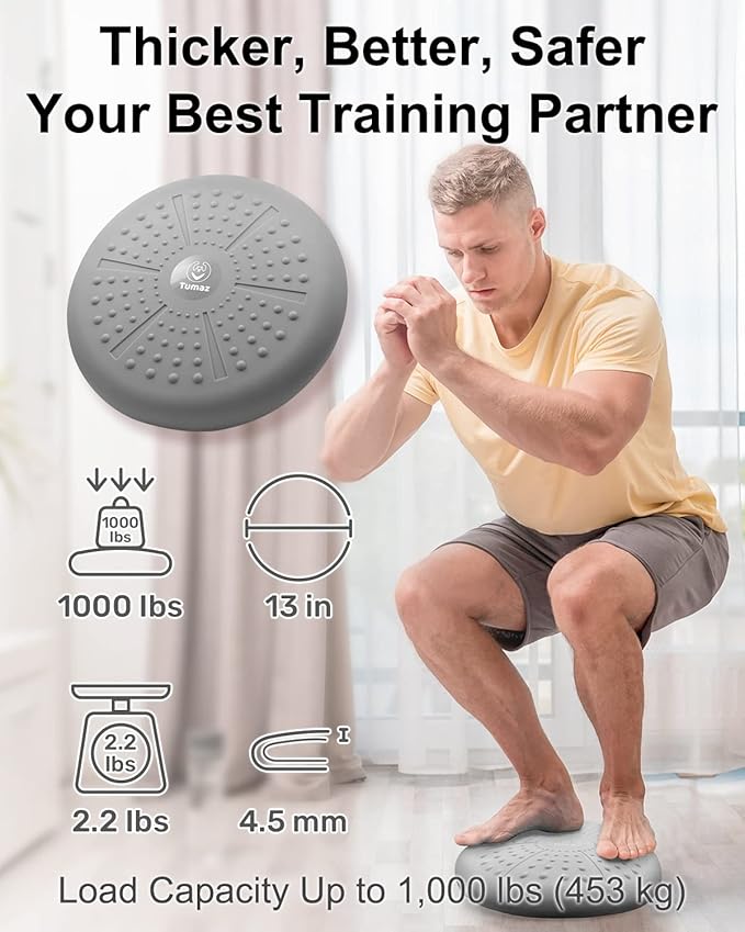 Tumaz Wobble Cushion - Wiggle Seat to Improve Sitting Posture & Stay Focused for Sensory Kids, Balance Disc to Core Strength & Flexible Seating [Extra Thick Balance Board, Pump Included Wobble Board]