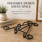 HUJI Sturdy Iron Display Stand Holder for Home Kitchen Decoration Platters, Pictures, Frames and Books. (1, 9")