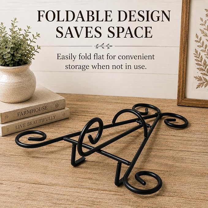 HUJI Sturdy Iron Display Stand Holder for Home Kitchen Decoration Platters, Pictures, Frames and Books. (1, 9")