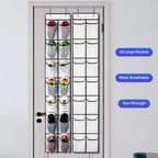 KEEPJOY Over the Door Shoe Organizer, Hanging Shoe Organizer with 4 Hooks, Shoe Holder with 14 Mesh Pockets Closet Door Shoe Storage Bag (White-2Pack)