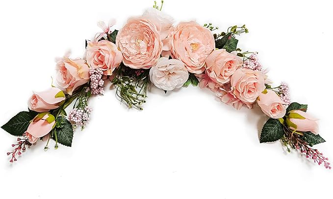 Artificial Peony Flower Swag, Arch Flowers, 20" Length in Bent, Decorative Swag, for Arch Front Door Party Wall Home Decor(Peach)