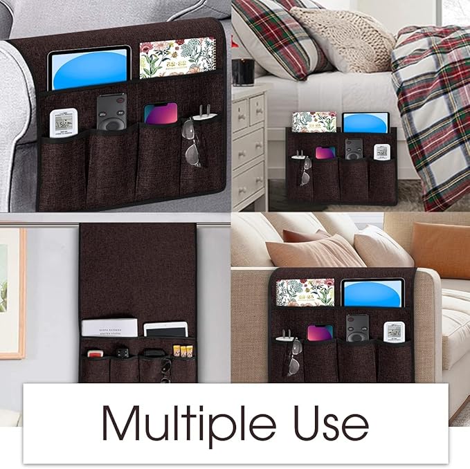 Joywell Armrest Organizer Remote Holder for Recliner Armchair Caddy Couch Sofa Arm Chair Caddie with 6 Pocket Storage for Magazine, Phone, iPad, Purple