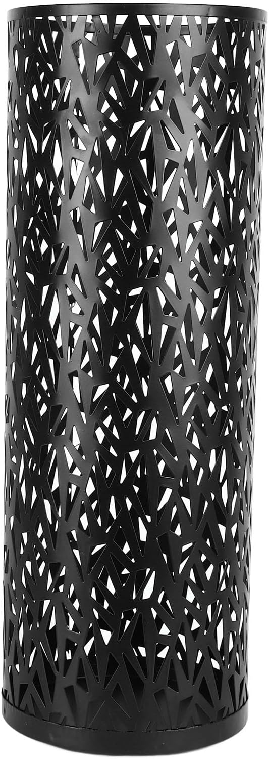 BEIJIALY Metal Umbrella Holder, Umbrella Stand Rack for Entryway, Metal Hollowed Freestanding Round Umbrella Holder Organizer Bin for Home Hotel Office Decor(Black Large)
