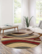 Unique Loom Barista Collection Area Rug - Ngada (10' Round, Beige/Red)