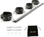 EXREIZST Expandable 3 in 1 Spreader Bar Set with Bag and 4 Premium Soft Pad Leather Straps with 2 Chains Adjustable Home Yoga Bar Kit, Black