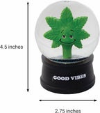 'Good Vibes' Snow Globe – Funny Stoner Meme Gift with Glitter | Cannabis-Themed Collectible, Hand-Painted Glass & Resin, 4.5"x2.75", 15 oz