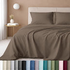 California Design Den Twin Bed Sheets 100% Cotton, 600 Thread Count Sateen, Soft, Cooling Brown Twin Sheet Set, Hotel-Quality Bedding with Deep Pockets (Mushroom - Taupe Brown)