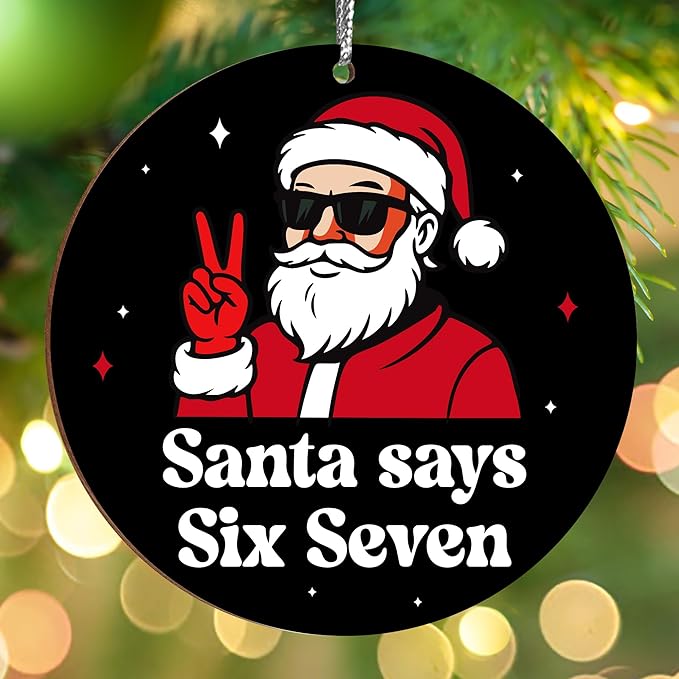 Jabihome Christmas Ornaments 2025, Exchange for Women, Men, Collectible Dated Year Ornaments for Tree, Unique Acrylic Suncatcher, Printed Stained Glass Effect Decor (Santa Black)