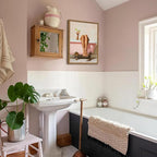 Funny Girl Bathroom Wall Art Pink Cute Girly Bathtub Wall Decor Picture, Trendy Girl Bathroom Martini Cocktail Poster Canvas Print Painting Minimalist Cute Woman Artwork 16x24 inch Wood Framed