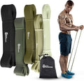 Gym Salvation Resistance Bands Set, 5 Pull Up Assist & Strength Training Bands, Durable Powerlifting & Workout Loops with Carry Bag - Black and Military Green Shades