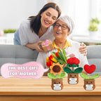 Mom Mother's Day Appreciation Gift Positive Crochet Flower Heart Plant Emotional Support Sunflower Inspirational Handmade Knitted Doll with Card Cute Present for Mommy Grandma for Mother Birthday