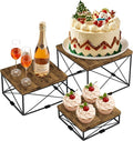 ELITEROO Buffet Risers and Stands, Square Display Risers for Catering Supplies, Wooden Food Display Stand for Buffet Table, 3 Tier Dessert Stands for Cake, Cupcake, Party Treat, Rustic Brown, 6"x7"x8"
