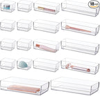 STORi SimpleSort 18-Piece Stackable Clear Drawer Organizer Set | Multi-size Trays | Makeup Vanity Storage Bins and Office Desk Drawer Dividers | Made in USA