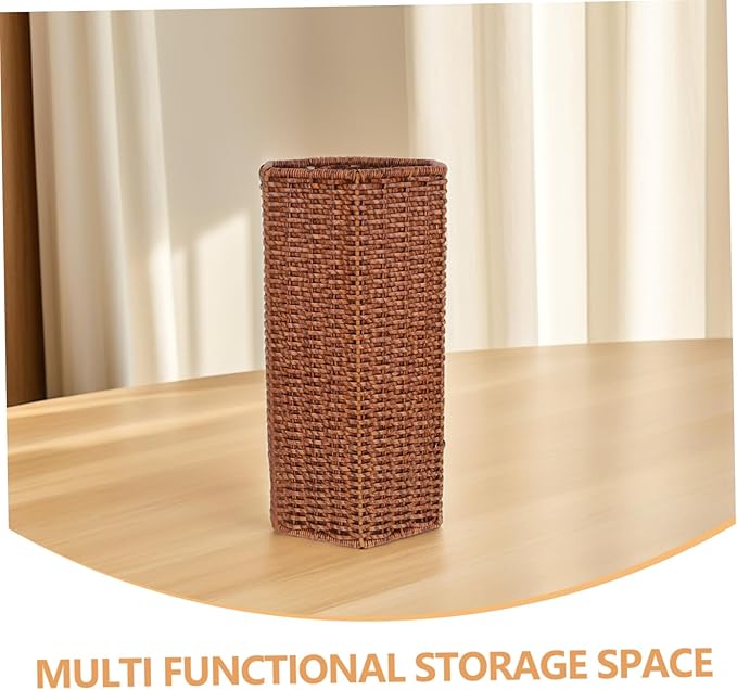 VOSAREA Indoor Umbrella Stand with Rattan Weave Design Plastic Holder for Entryway Cafes Hotels Efficient Umbrella Storage Organizer for Canes and Walking Sticks
