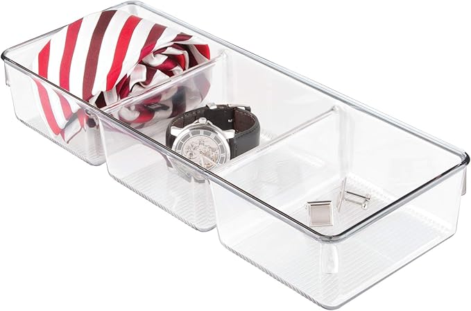InterDesign Linus Dresser and Vanity Drawer Organizer, 13-inch by 5-inch by 2.25-inch, Clear