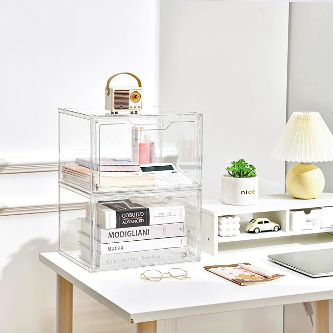 Magnetic Acrylic Clear Shoe Boxes – 360° Transparent Stackable Sneaker Storage & Organizer Box, Professional Shoe Display Case & Multipurpose Storage Bin for Closet (10pcs)