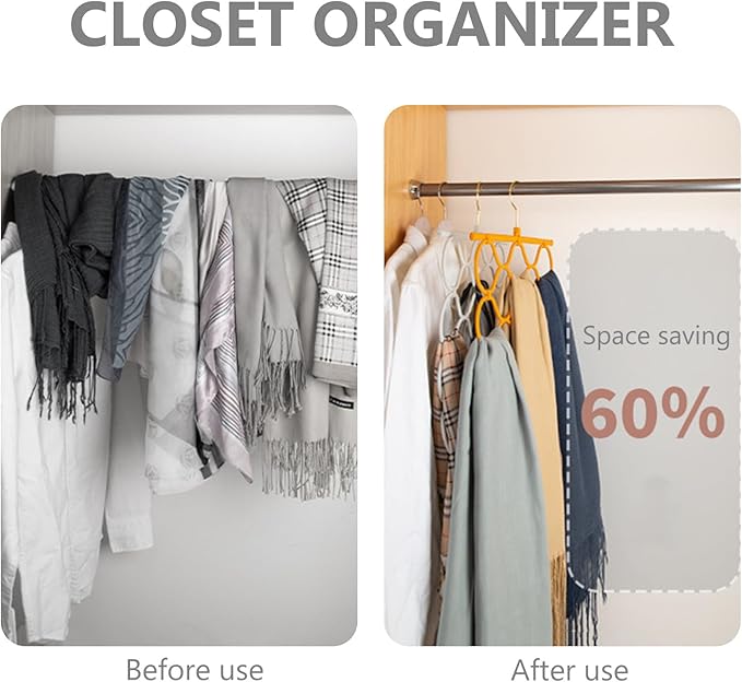 COHEALI Foldable Scarf Hanger Organizer with Space-Saving Design for Closet and Wardrobe Lightweight Holder for Scarves Ties Belts and Accessories Storage