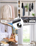 Closet Rods for Hanging Clothes, 17 to 39 Inches Stepless Adjustable Metal Closet Rod, 1.3 Inches Heavy Duty Clothes Hanging Rod for Closet Wardrobes Laundry RV, Black