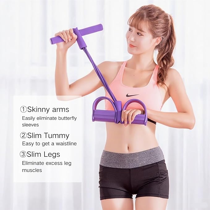 Fitness Resistance Bands Set with Handles & Ankle Straps - 4 Tube Exercise Bands for Arm, Leg, Strength Training, Stretching - Home Gym Workout Equipment