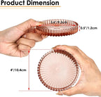 Modern Clear Coaster Set of 5- Glass Coasters for Drinks Crystal Coaster Round Cup Coasters Coffee Table Decor for Office, Kitchen, Bar, Dining Room, Living Room, Patio(Clear Red)