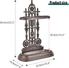 Sungmor Royal Style Cast Iron Umbrella Stand w/Detachable Drip Tray, Heavy Duty Rustic Umbrella Holder for Entryway,Front Door,Hallway,Outside Porch, Decorative Freestanding Umbrella Rack Organizer