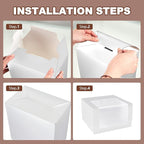 50 Pcs 50 Pack Hat Boxes with Clear Window, Foldable Black Gift Boxes for Baseball Caps, Storage, Display and Shipping (White)
