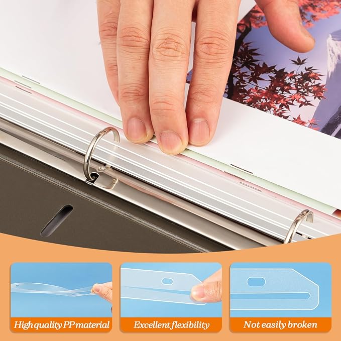 90 Pcs Magazine Holders 3 Hole Punched Plastic Binder Accessories 3 Ring Binder Magazine Collection Storage for File Book Organizer (Translucent White)