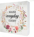 Inspirational Make Everyday Count Wood Box Sign Decor Rustic Motivational Quote Saying Wooden Box Sign Block Plaque for Wall Tabletop Desk Home Office Decoration