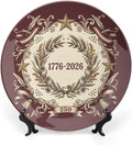 250th Anniversary Decorative Plates 10 Inch Vintage Patriotic Decorations Commemorative Plates with Stand Independence Day 4th of July Semiquincentennial Home & Office Decor