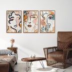 KAlRNE Abstract Woman Wall Art Set of 3(24”X36”),Boho Modern Line Wall Decor,Modern Matisse Framed Canvas Paintings, Floral Graffiti Art Prints For Living Room Bedroom Women Office Decoration