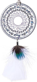 Ice Blue Dream Catchers - Turkey Feather and Peacock Feather, Handmade Small Dreamcatcher for Bedroom, Dream Catcher for Girls, Dream Catchers for Boys, Dream Catcher Wall Decor