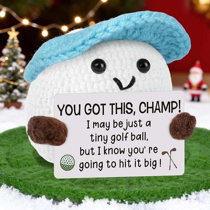 Golf Gifts, Positive Crochet Funny Golfers Presents for Women, Emotional Help Handmade Knitted Golf Themed Doll, Funny Gag Gifts for Golfers