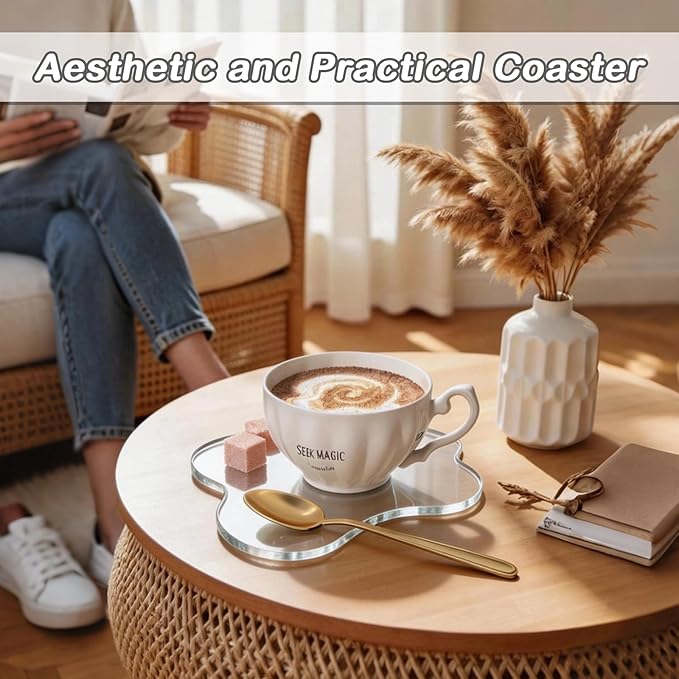 2 PCS Acrylic Coasters Decorative Plates, Irregular Bar Drink Coaster, Drink Coaster for Coffee Table, Clear Coaster for Home Office Desk, Accessory for Desktop Protection, Cloud-Shaped