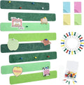 Vuzvuv 8Pcs Green Cork Board Bar Strips with 50 Pushpins & Sticky Notes, Self-Adhesive Bulletin Board Strips No Damage for Wall, Felt Pin Board for Paste Notes, Photos, Schedules Office Decor