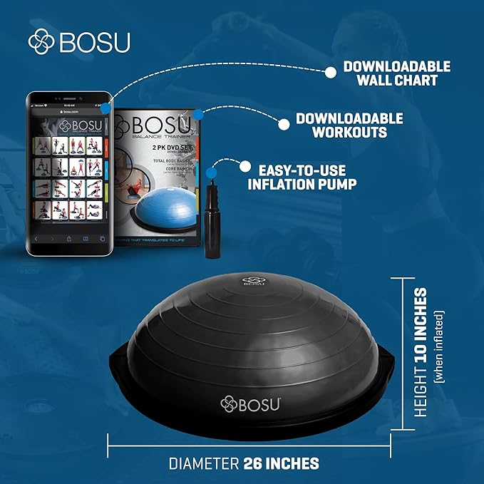BOSU Sport Balance Trainer, Travel Size Allows for Easy Transportation and Storage, 50cm,