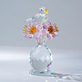 Crystal Bird & Forget-Me-Not Flower Figurine,3x4 inch Glass Flower Collectible Ornaments for Home Decor Table Centerpiece Glass Bouquet Flowers Keepsake Gifts for Women （Pink）