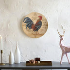 Rooster Decorative Plate Stand, 10 Inch, Rooster On A Khaki Background Round Display Plate, Handmade Ceramic Ornament, for Display Living Room Kitchen Closet Table Decor