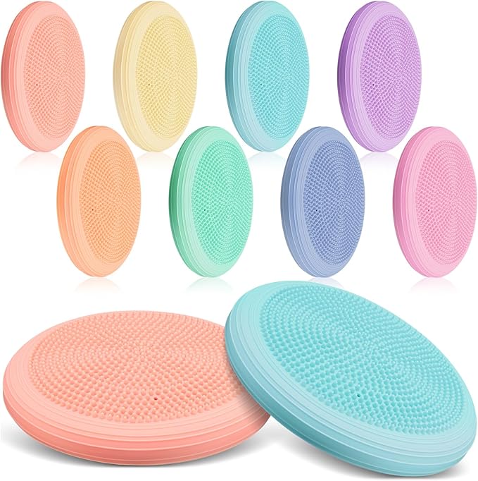 Libima 8 Pcs Wiggle Seat Inflated Wobble Cushion Sensory Seat Flexible Balance Board Balance Disc for Men Women Physical Exercise Improving Posture Home Office