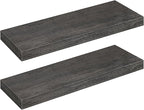 HOOBRO Floating Shelves for Wall, Wall Mounted Shelf Set of 2, 23.6" Hanging Shelf with Invisible Brackets, for Wall Decor Storage in Bathroom Bedroom Kitchen Livingroom Office, Charcoal Gray BC60BJ01