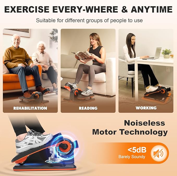 TOUSAINS Under Desk Elliptical Machine for Seniors, Electric Leg Exerciser with App & Remote, 7 Speeds Portable Foot Pedal for Home Office, Low-Impact Rehab Equipment