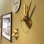GUASDIE Animal Heads Wall Decor, Faux Deer Head Mount, Animal Sculptures Wall Decor, Resin Animal Head Wall Hanging Decoration for Living Room Bedroom Kitchen Gift,Fox